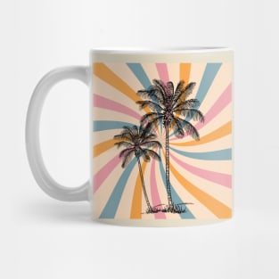 Coconut trees on vintage screen Mug